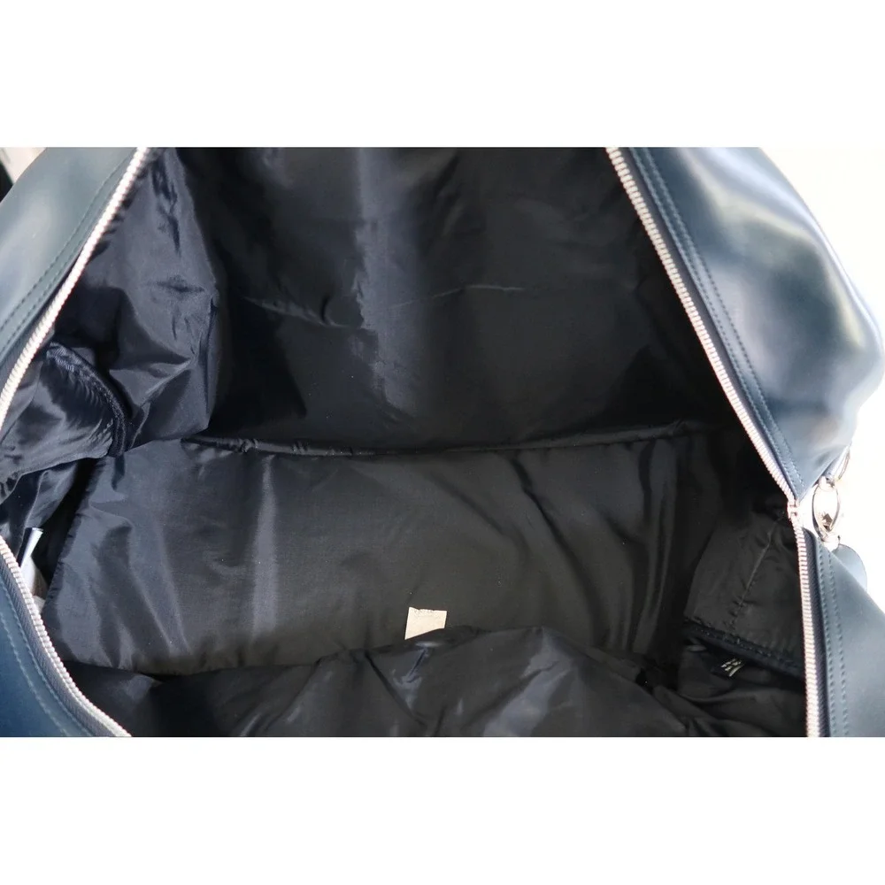 Vintage‎ Structure Blue Faux Leather Duffel Weekender Overnight Travel Bag
